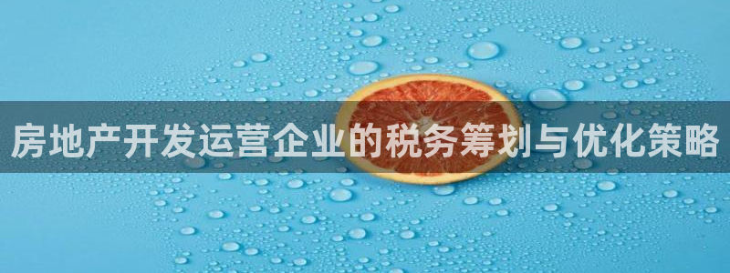 老新宝5授权登录：房地产开发运营企业的税务筹划与优化策略